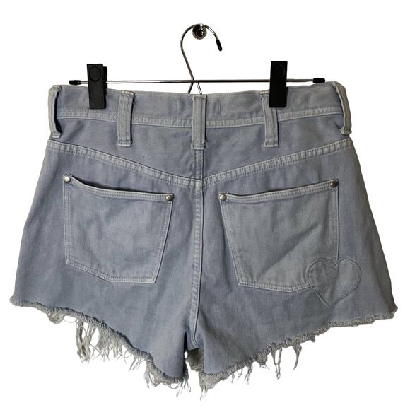 Madewell x Where I Was From Cutoff Jean Shorts Light Blue Heart Patch - Size 26 - Picture 5 of 10